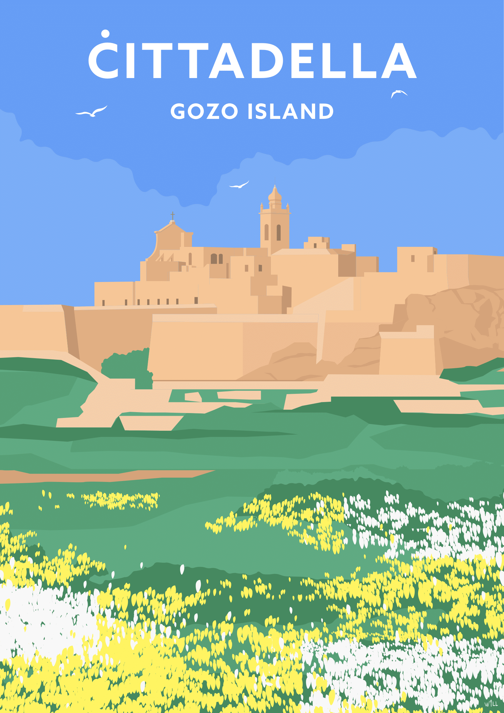 Vintage Poster of Cittadella in Gozo Island