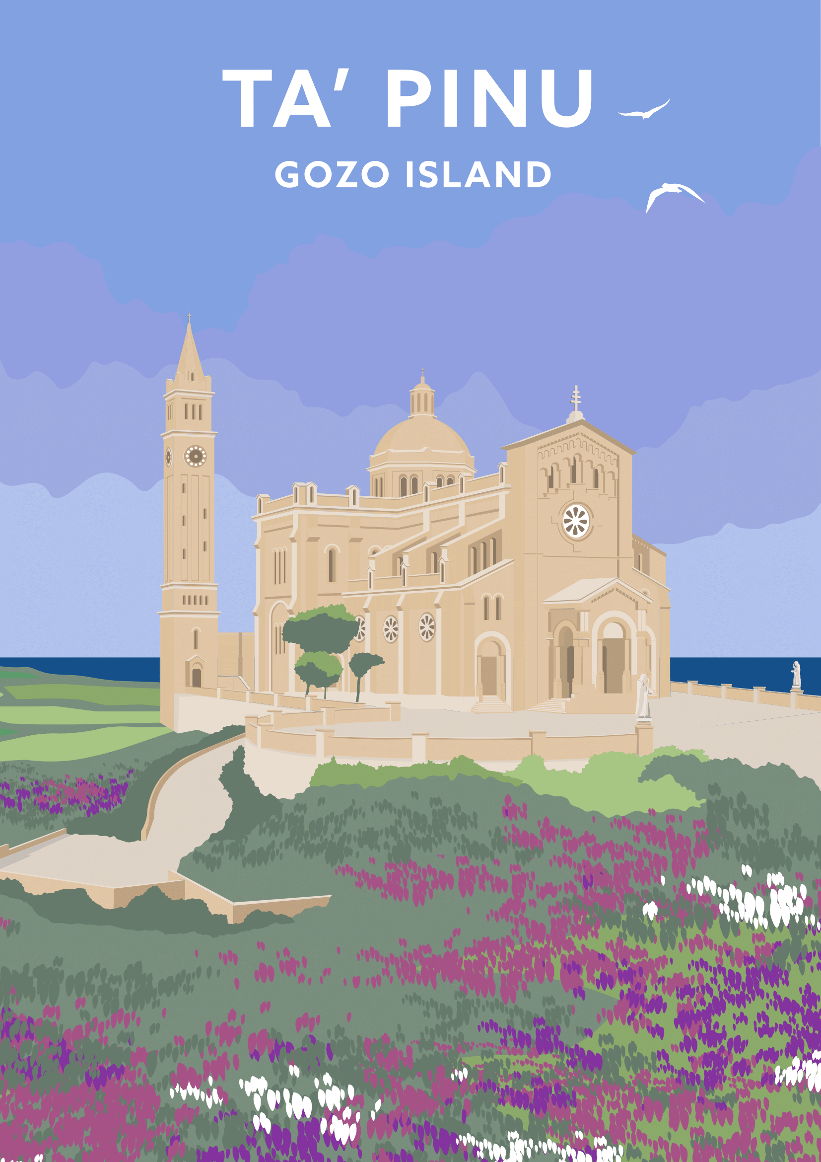 Vintage Poster of Ta' Pinu in Gozo Island